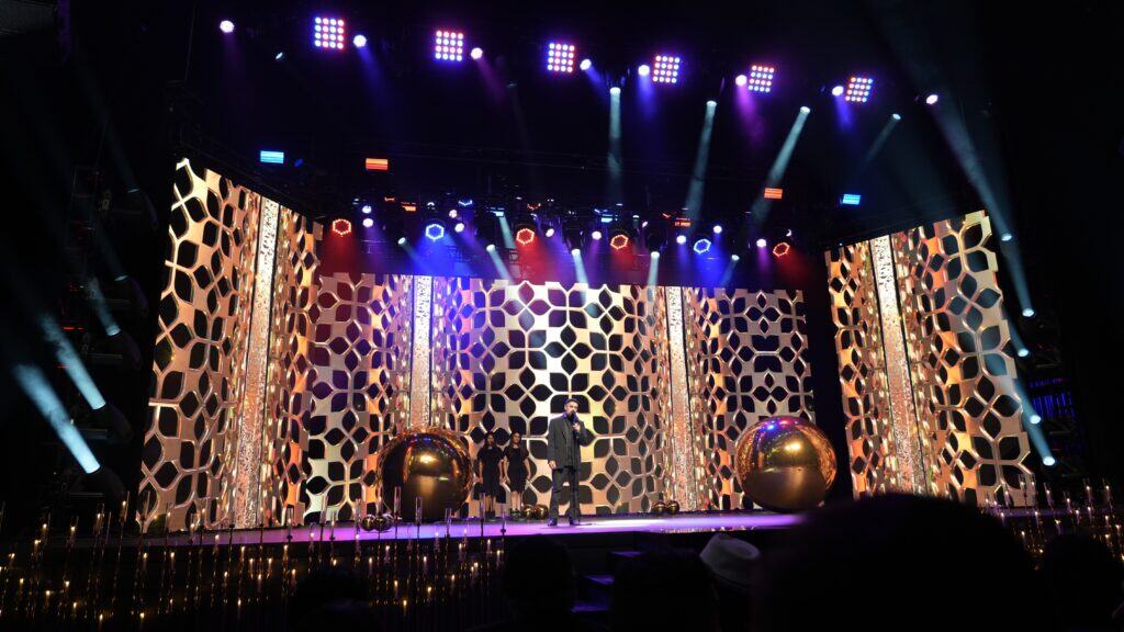 Luxury event stage lighting and design by TriVision Studios for high-profile events and entertainment productions.