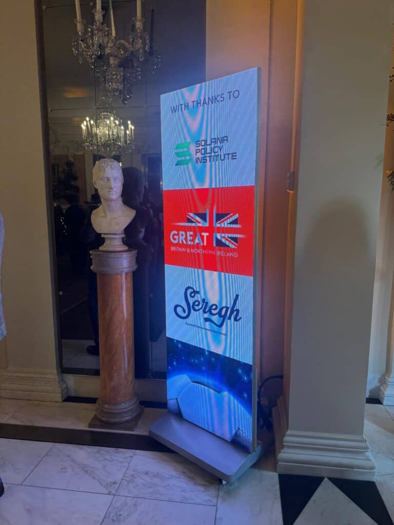 High-resolution digital LED screen showcasing event branding and sponsor recognition, emphasizing professional video production and event display solutions offered by TriVision Studios.