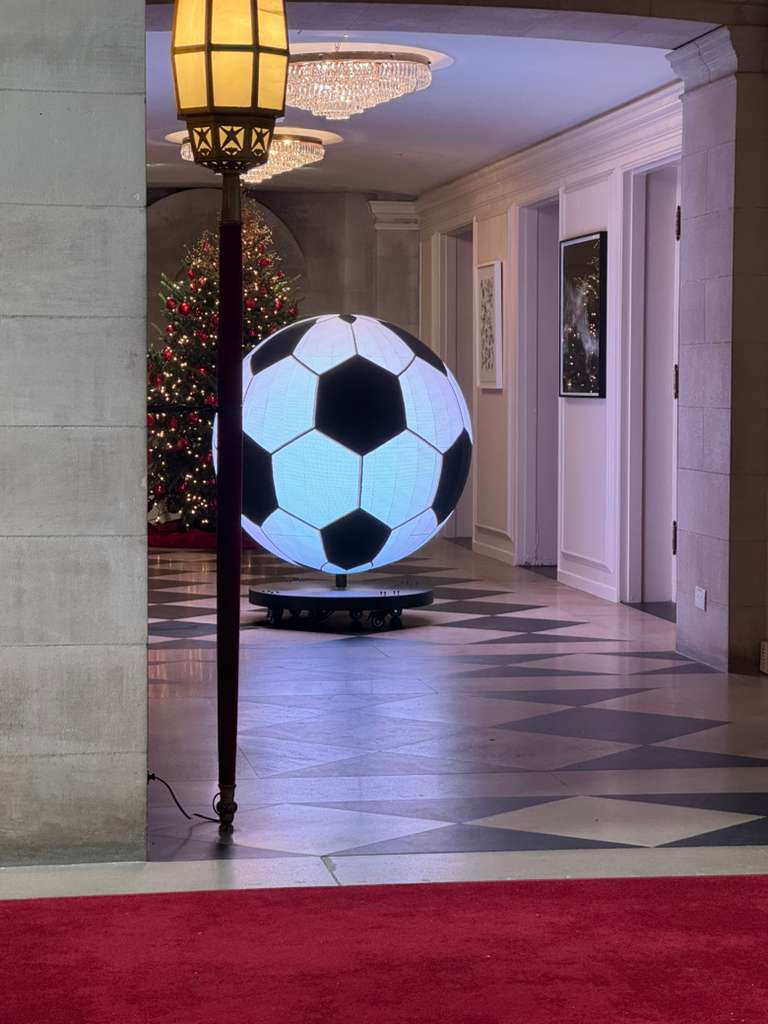 Illuminated soccer ball LED lighting display at TriVision Studios.