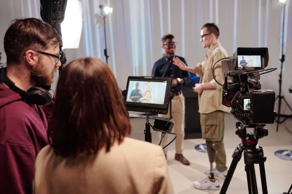 High-quality video studio with professional lighting and cameras for corporate, commercial, and event filming.